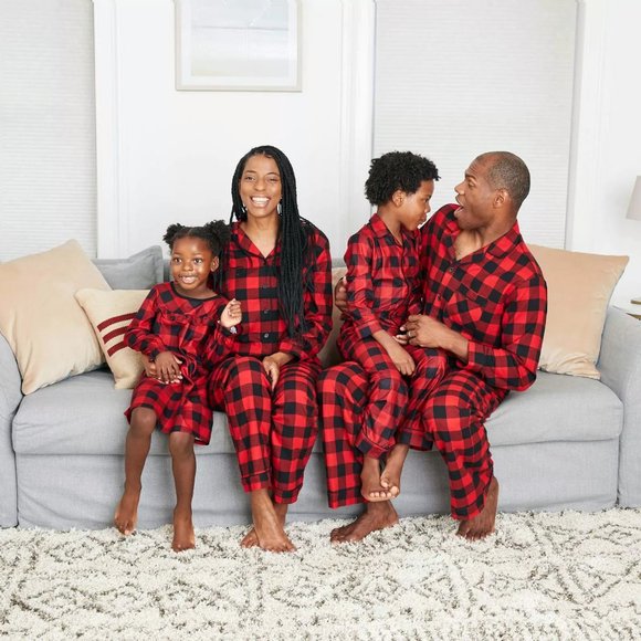 Plaid Buffalo Check Red/Black Flannel Pajamas S - Picture 3 of 6